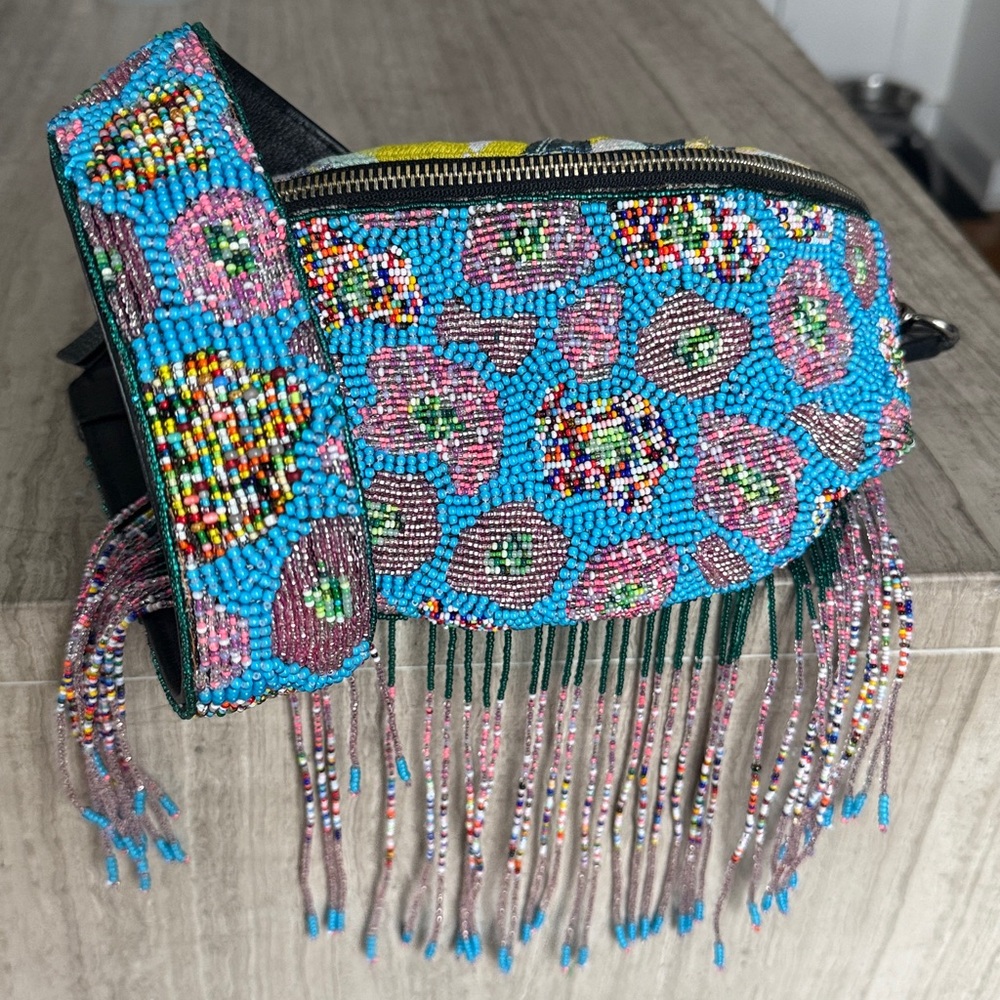 Amora Studio Hand Beaded Crossbody Bag with Fringe - Picture 3 of 8